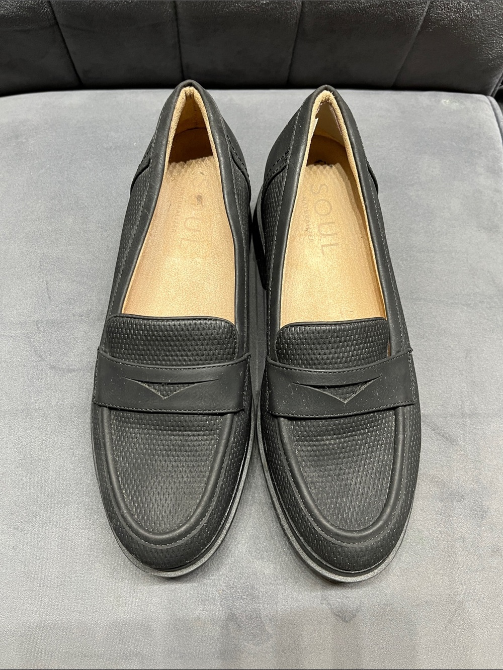 SOUL Naturalizer Black Textured Penny Loafers